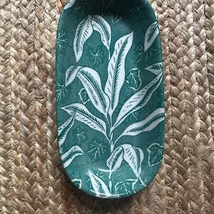 Green Tepco Banana Leaf Patterned Ceramic Serving Restaurant Dish Vintage